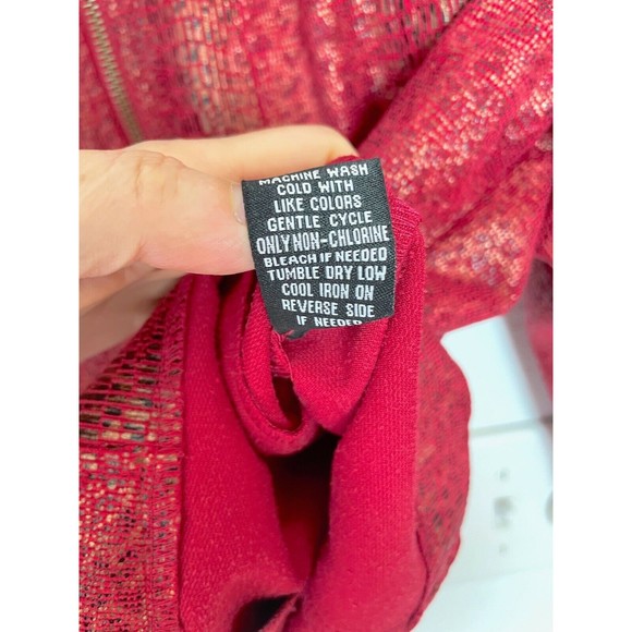 Linear Jacket Women's PM Red Zip Lightweight Blazer Animal Print Metallic - Picture 5 of 7